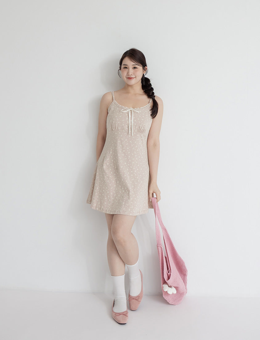 Adjustable Lace Floral Ruched Plus Size Mini Dress