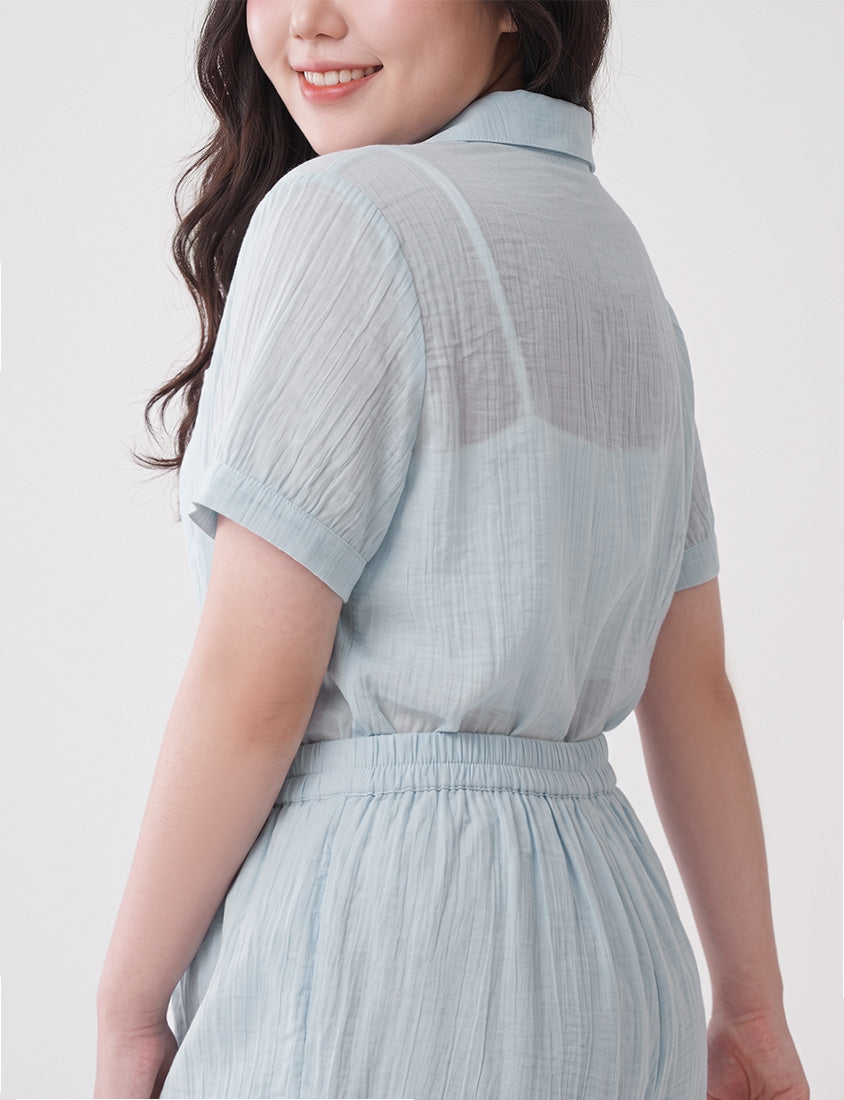 MISS. Lightweight Sheer Crinkle Plus Size Shirt