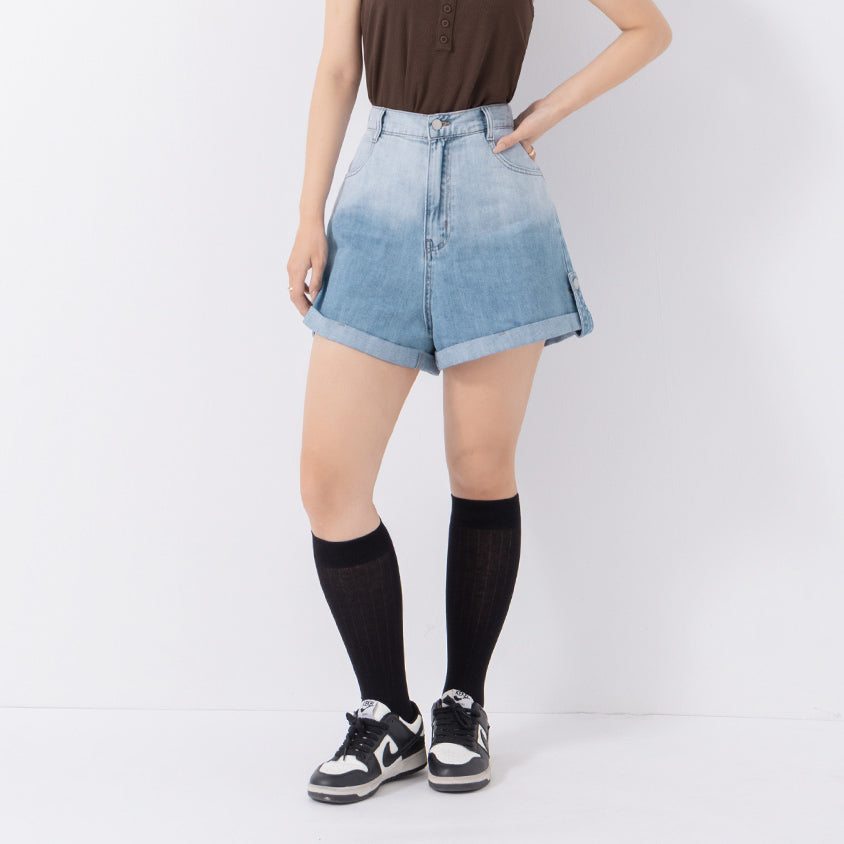 MUA! Gradient Cuffed Denim Plus Size Shorts