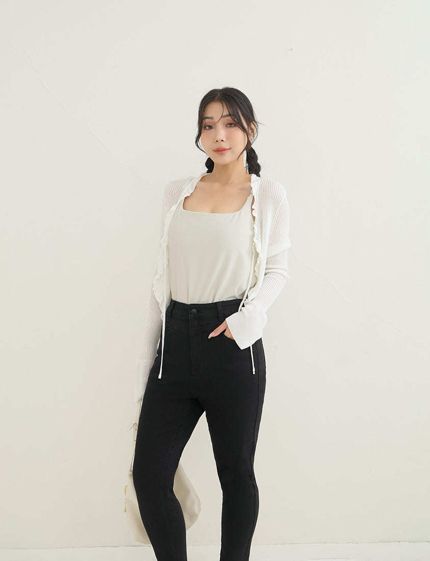 High-Waist Stretch Slim-Leg Plus Size Pants (Short)