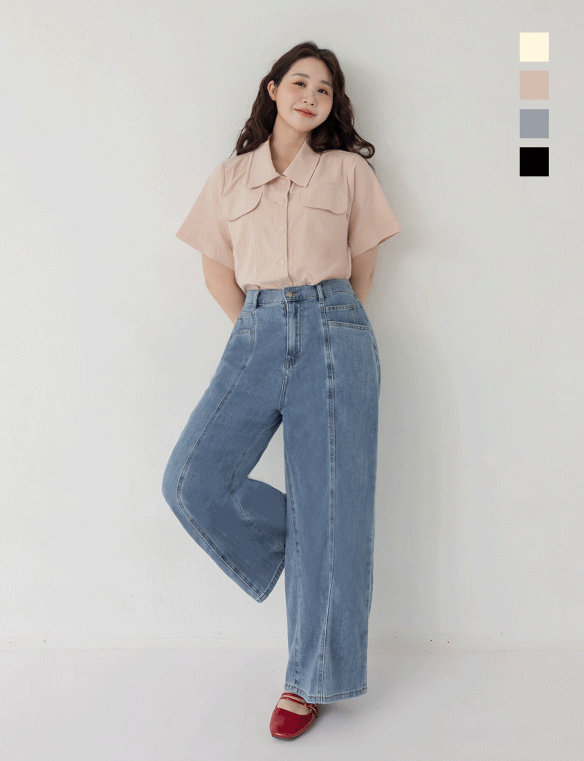 Spring Cotton Linen Stitch Plus Size Short Sleeve Shirt