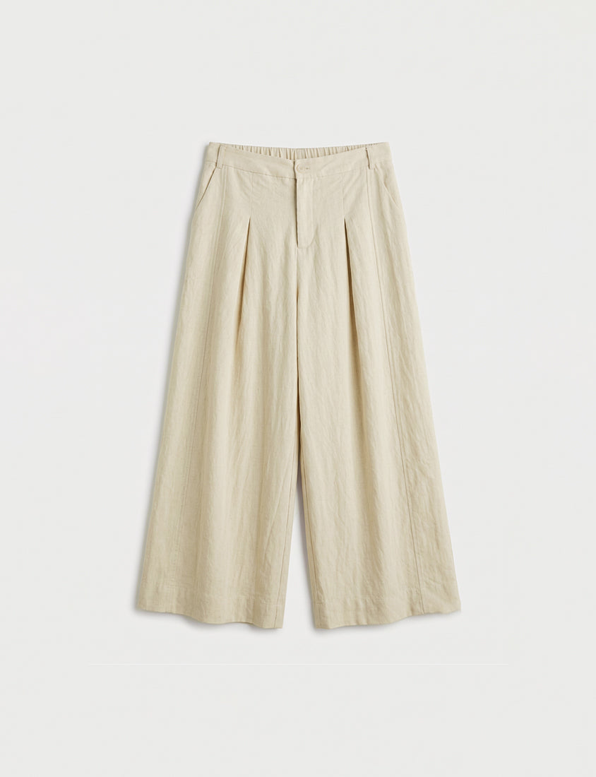 MISS. Tencel Linen Cropped Plus Size Tailored Pants