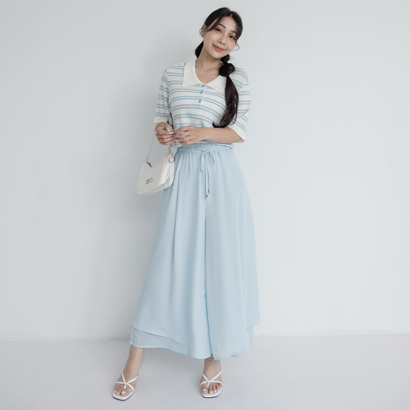 Flowy Layered Chiffon Plus Size Wide Leg Pants