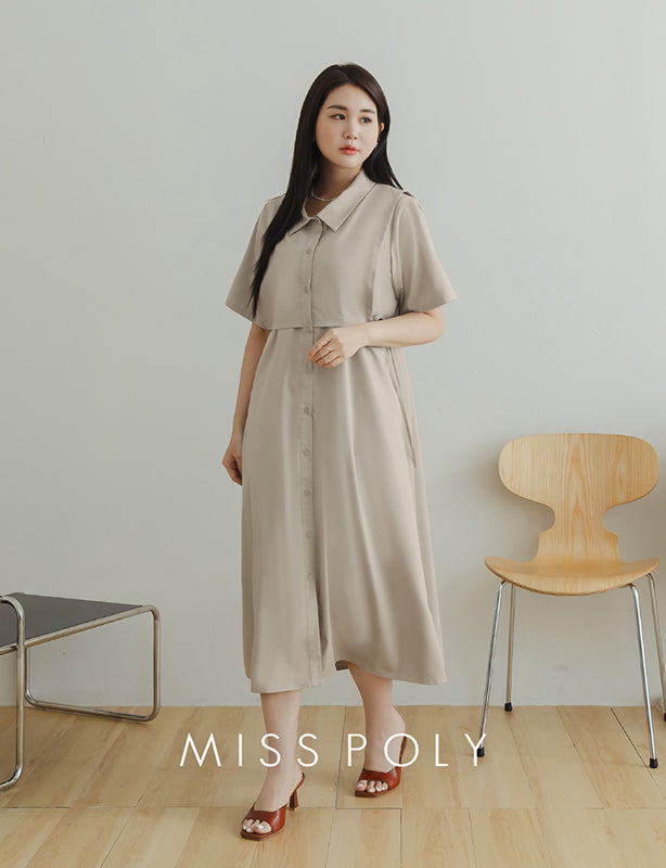 MISS. Japanese Style Layered Side Tie Shirt Dress