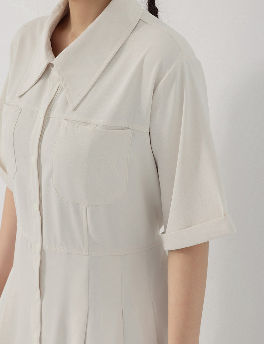 Vintage Japanese Style Button-Up Collar Plus Size Maxi Dress