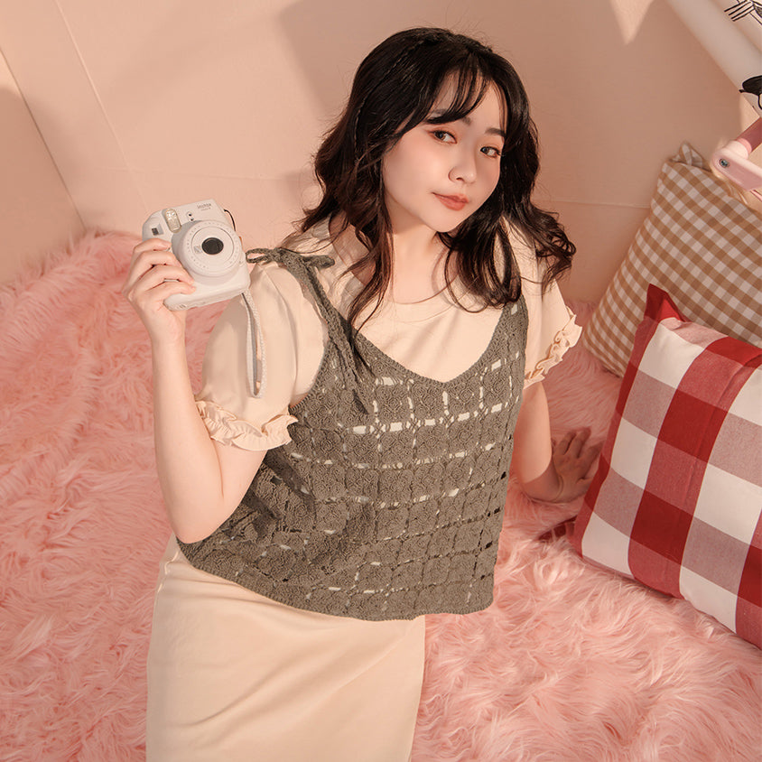 Japanese-Inspired Crochet Grid Plus Size Vest