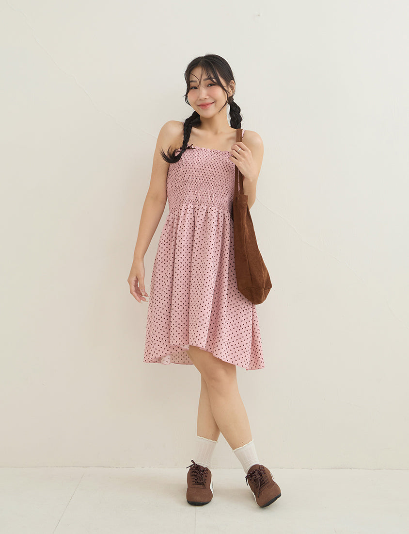 Sweet Contrast Heart Cami Plus Size Mini Dress