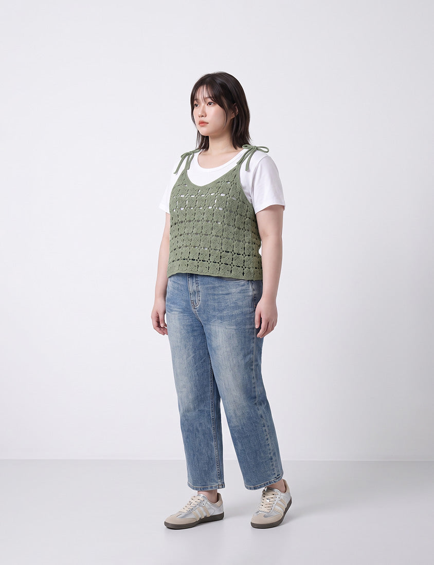 Japanese-Inspired Crochet Grid Plus Size Vest