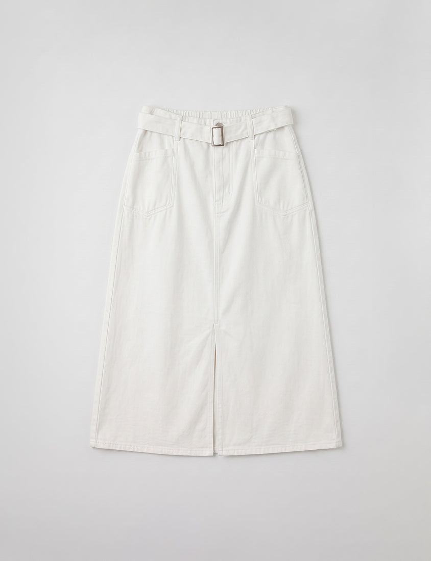 Lyocell Twill A-Line Plus Size Maxi Skirt (With Belt)