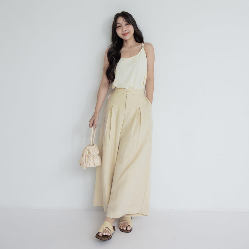 MISS. Tencel Linen Cropped Plus Size Tailored Pants