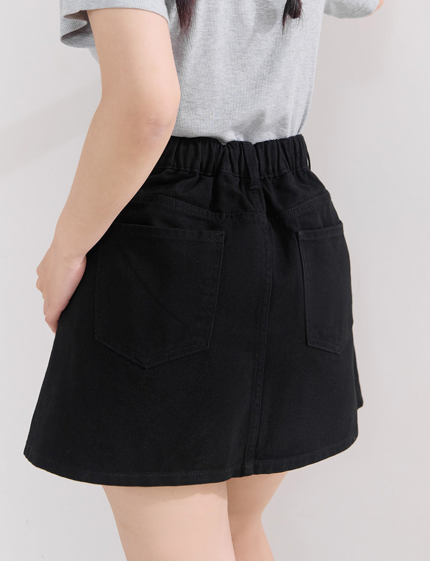 Casual Twill Cotton A-Line Plus Size Mini Skirt