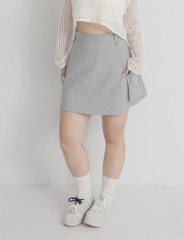 Space Cotton Utility Cargo Pocket Plus Size Mini Skirt (With Inner Pants)