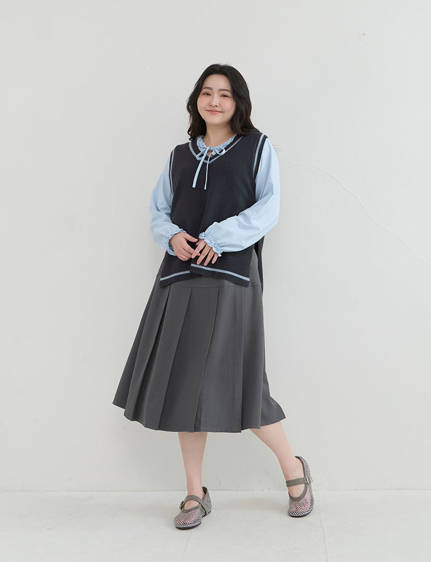 Romantic Ruffle Collar Faux Two Piece Plus Size Top