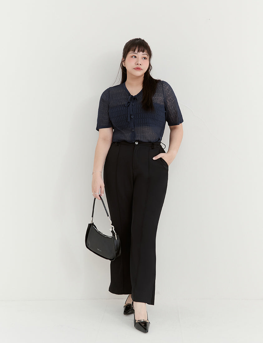 MISS. Lyocell Linen Ribbed Knit Plus Size Cardigan