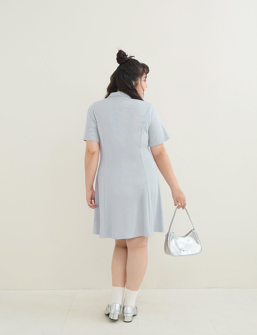 Waist-Defining Stretch Ribbed Plus Size Mini Dress