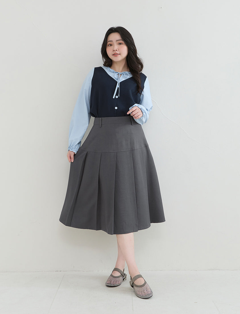 Romantic Ruffle Collar Faux Two Piece Plus Size Top