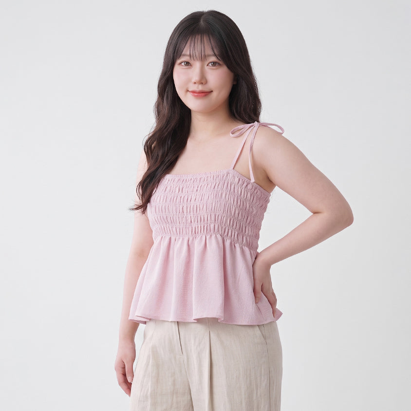 Cute Stretch Crinkled Tie Front Plus Size Layering Cami Vest