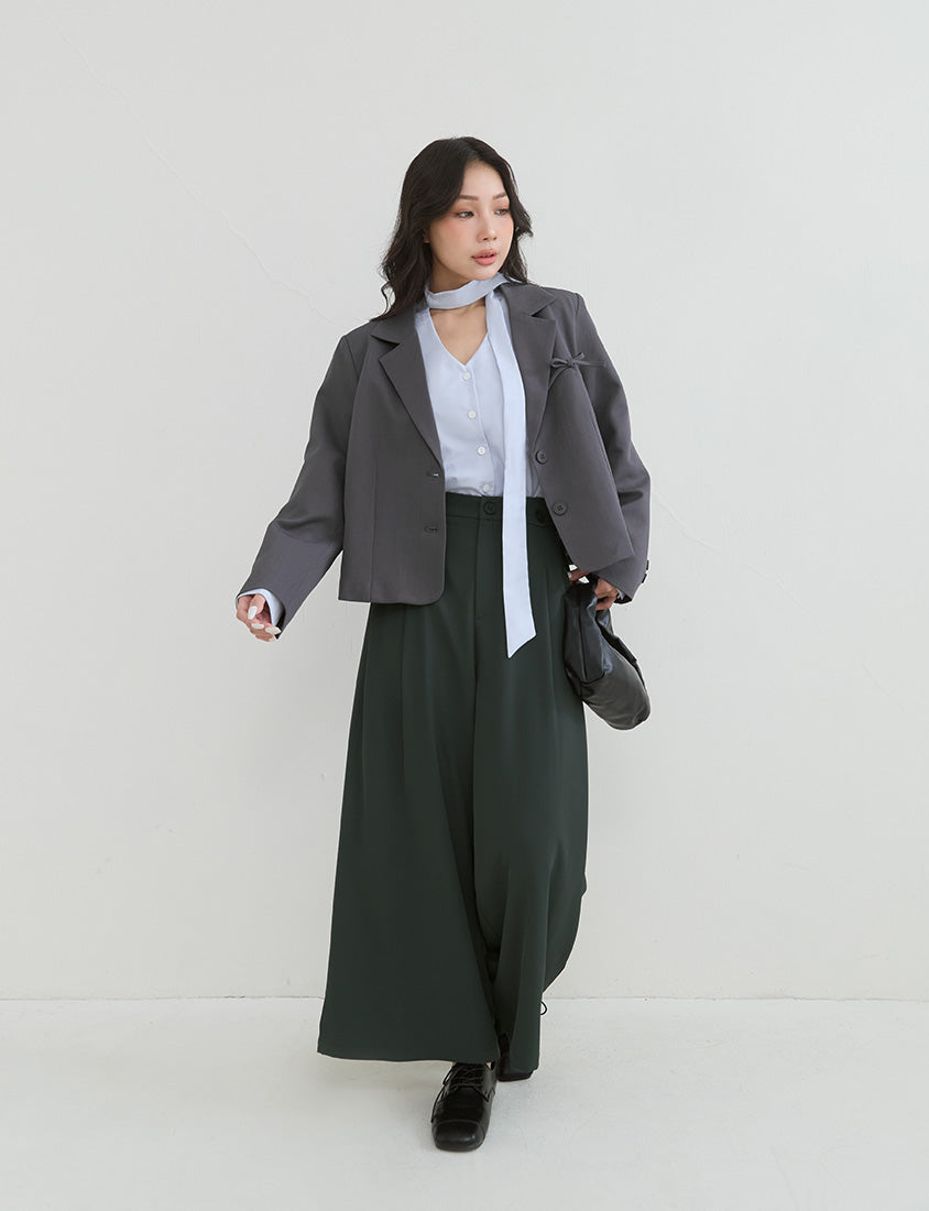 Korean Style Preppy Cropped Plus Size Blazer