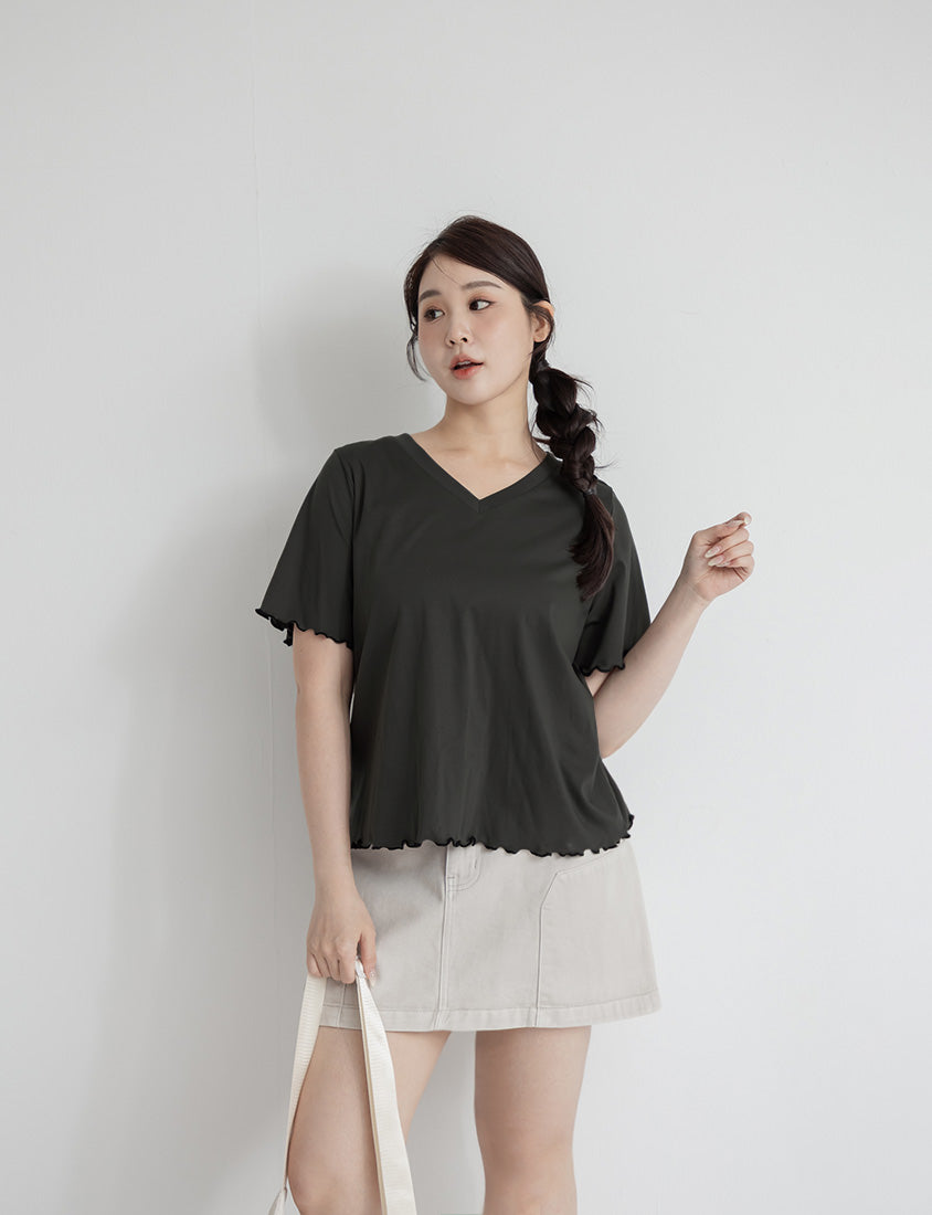 (V Neck) Zero Sweat Mark Cooling Plus Size Tee