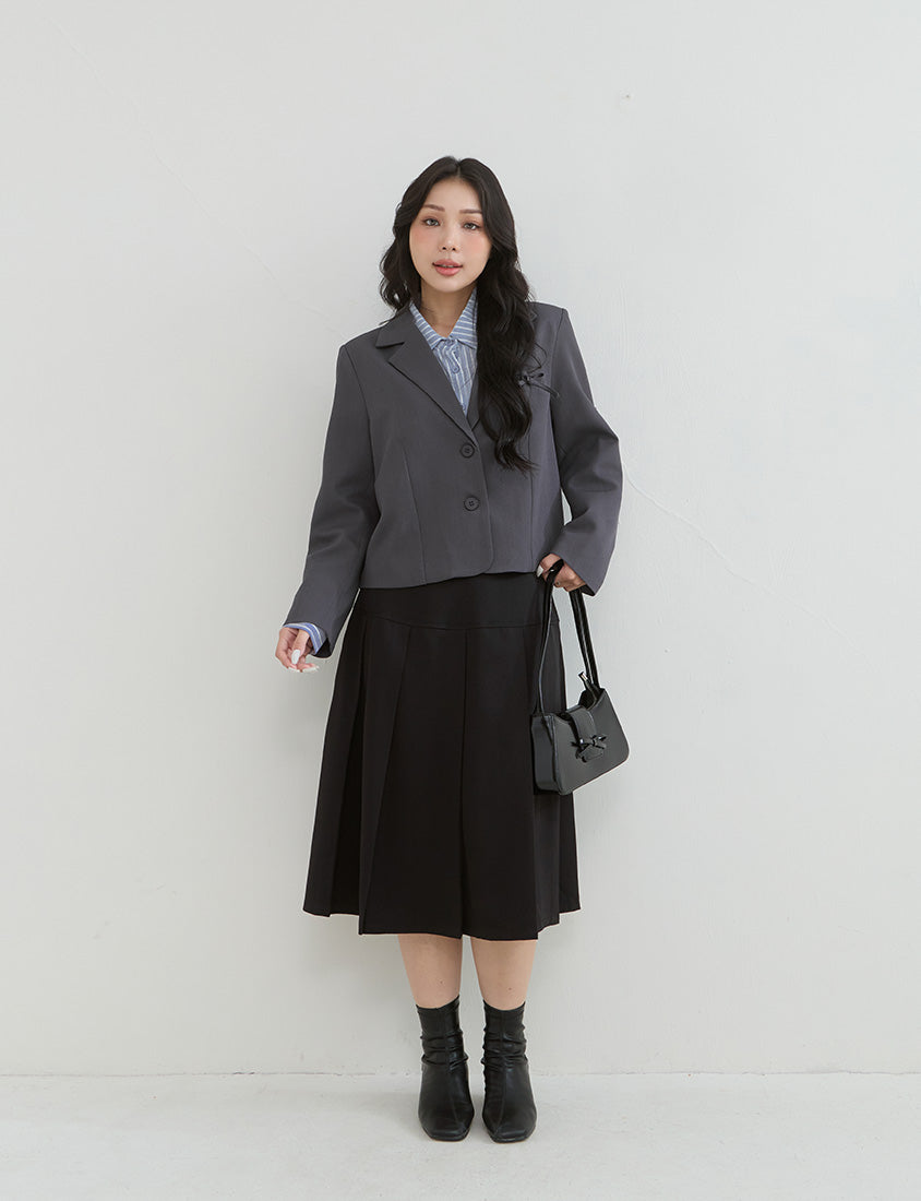 Korean Style Preppy Cropped Plus Size Blazer