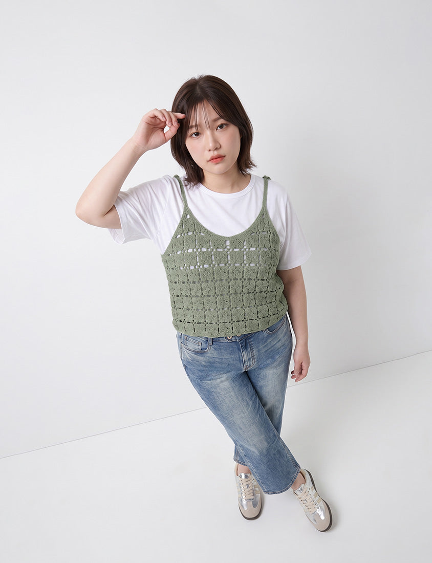 Japanese-Inspired Crochet Grid Plus Size Vest