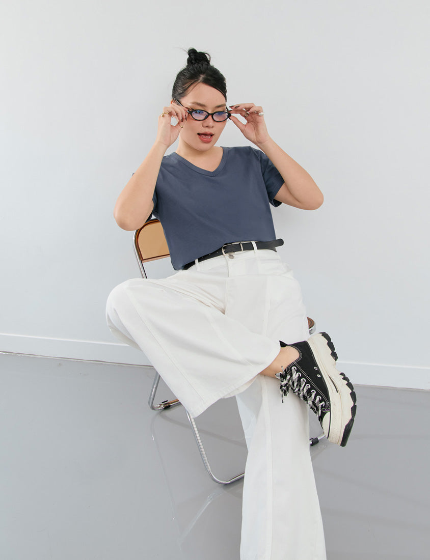 Standard Perfect Fit Twill Cotton Plus Size Wide Pants