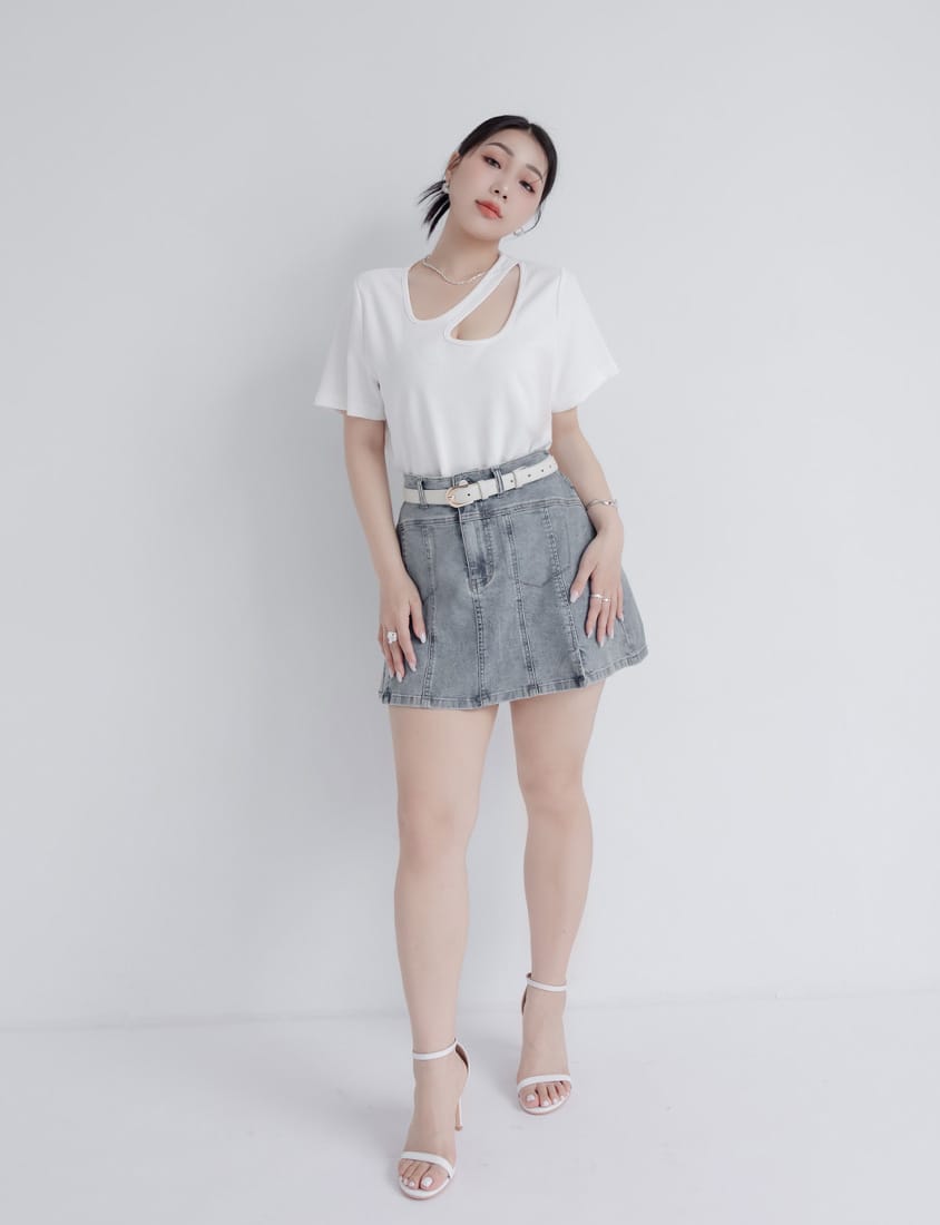 MUA! Sexy Stitching A-Line Plus Size Denim Skirt (with Shorts)