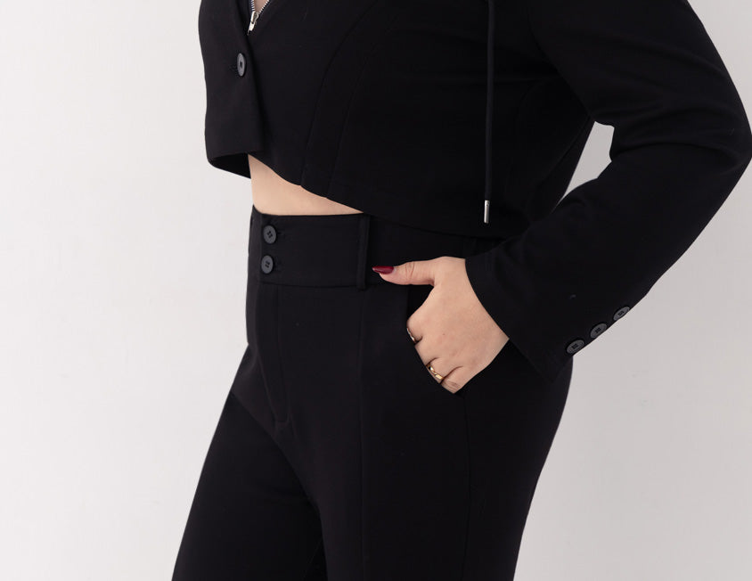 MUA! Sexy Space Cotton Front Slit Plus Size Flare Pants