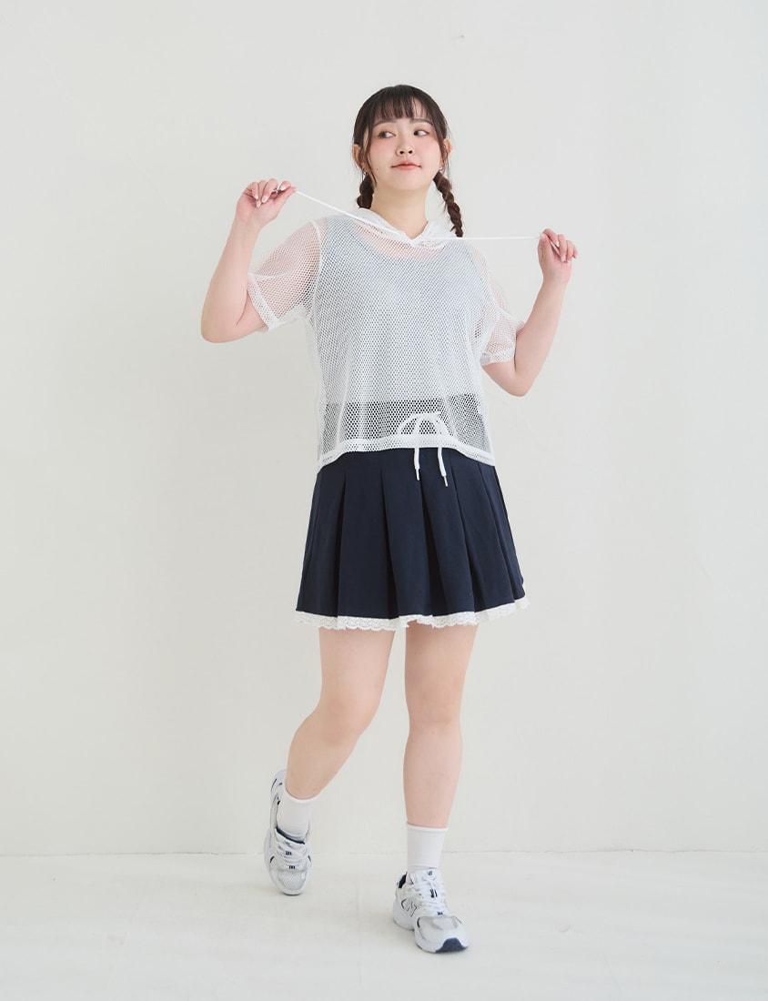 Casual Sporty Mesh Hooded Plus Size Top