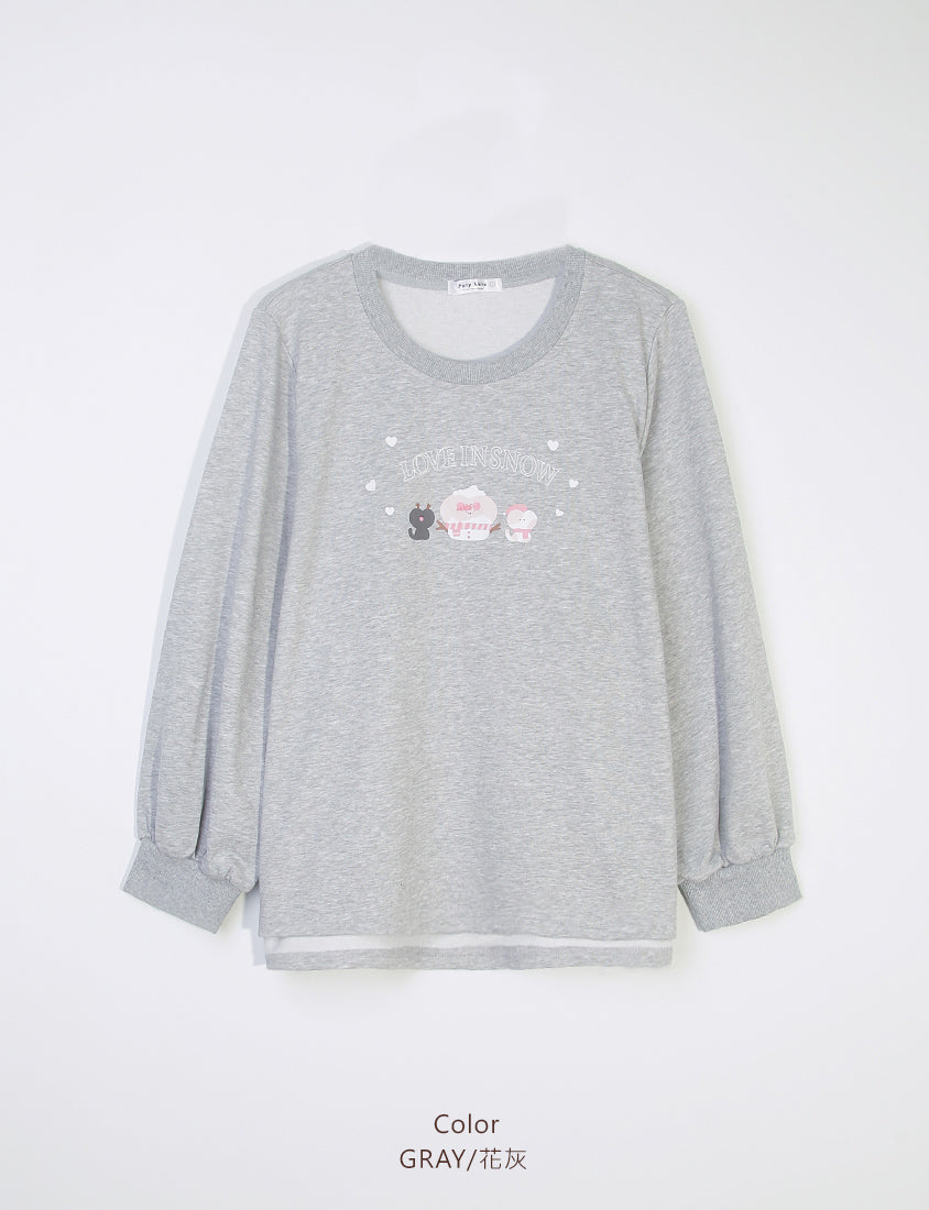 Winter Heart Print Plus Size Sweatshirt (Little Heart Collab)