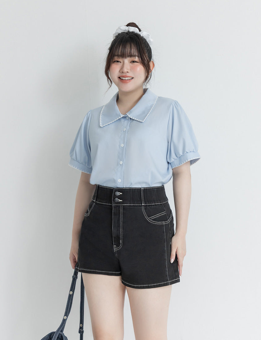 Slimming High Waist A-Line Plus Size Denim Shorts
