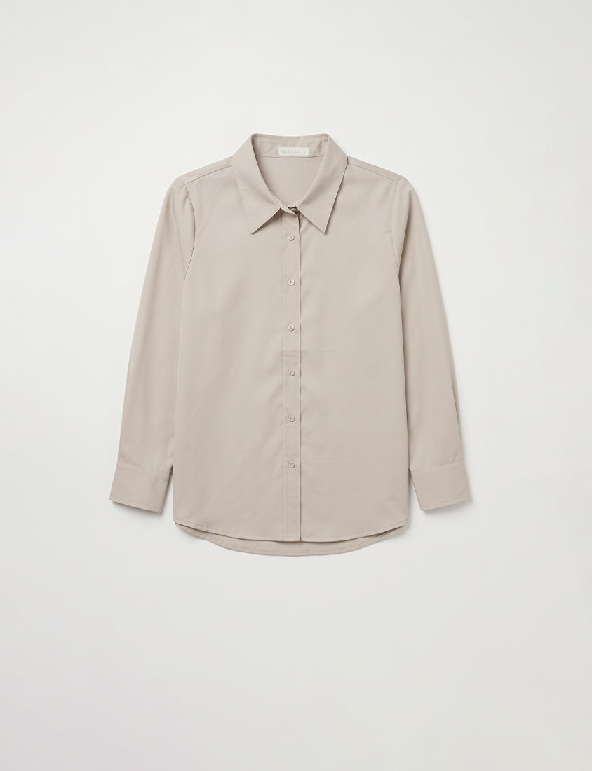 MISS. Easy-Care Contrast Color Long Sleeve Plus Size Shirt