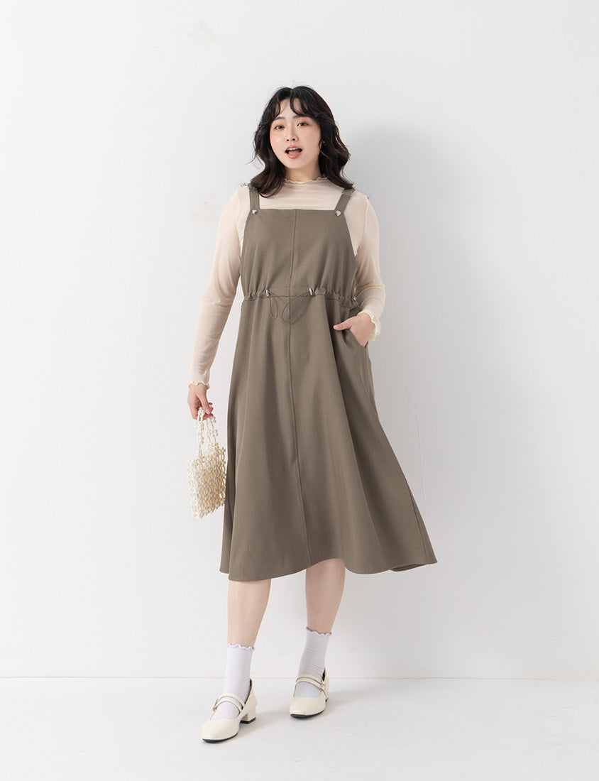 Adjustable Heart Button Strap Plus Size Maxi Dress