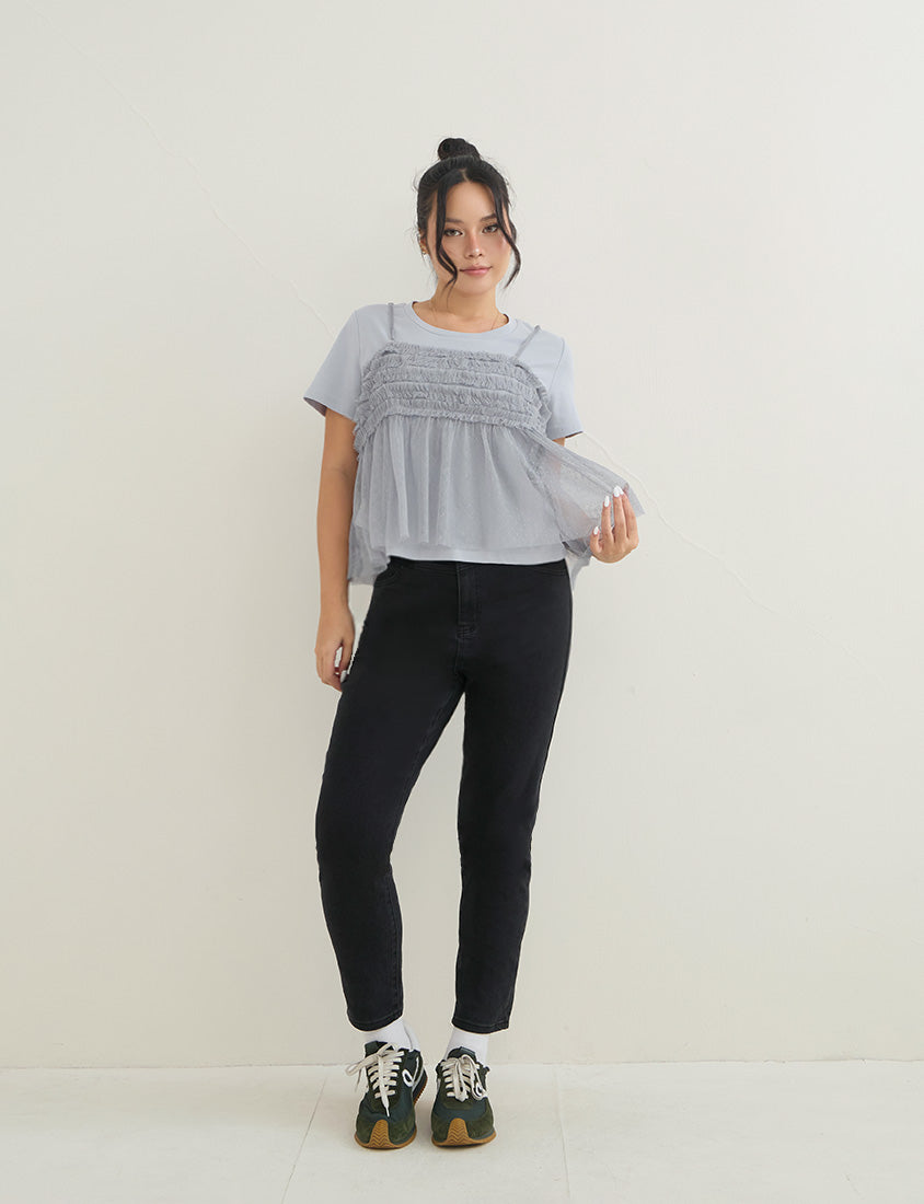 2-Way Japanese Polka Dot Mesh Plus Size Cami Top