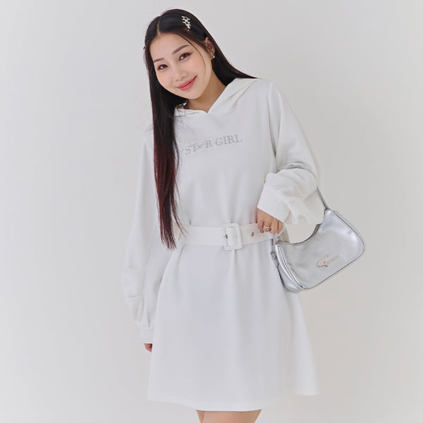 Shiny Girl Embroidered Plus Size Cloud Cotton Dress (With Belt)