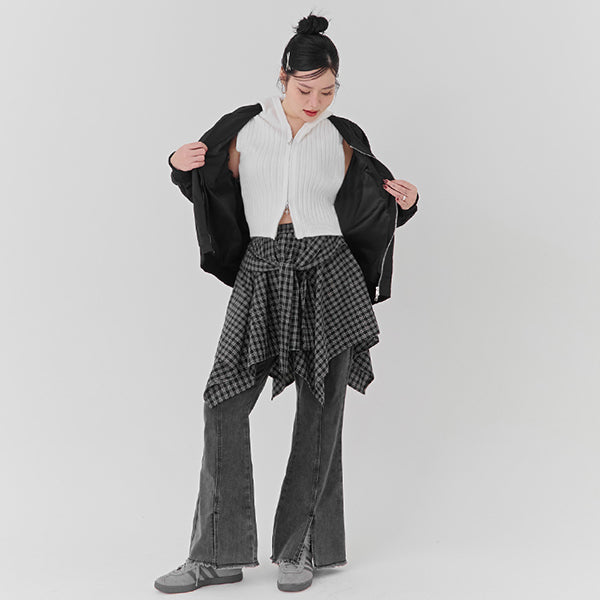 Double-Zip Hooded Plus Size Knit Vest