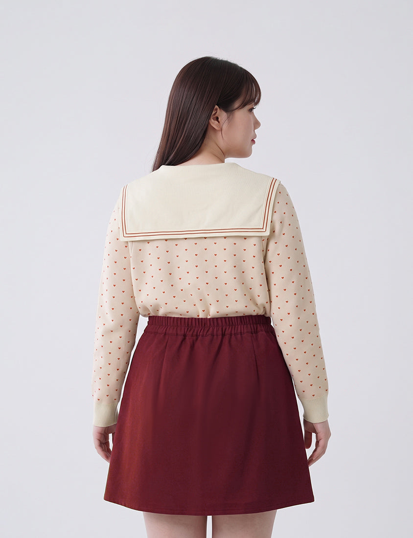 Korean Style Bow-Detail Elastic Back Waist Tailored Plus Size Mini Skirt