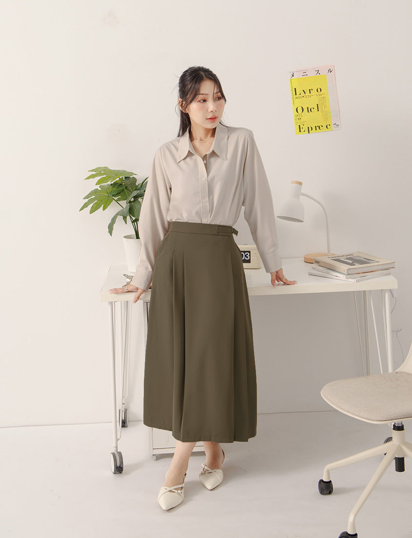 MISS. Easy-Care Contrast Color Long Sleeve Plus Size Shirt