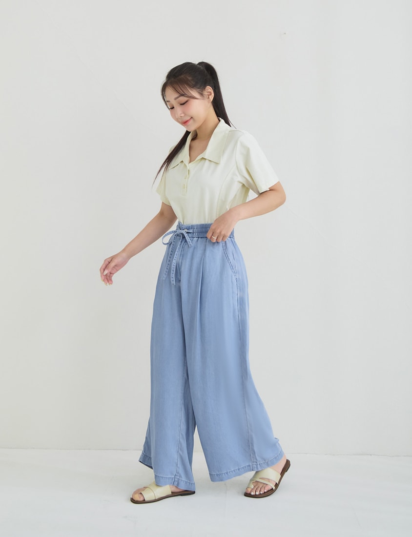 Cooling Lyocell Denim Plus Size Drawstring Pants