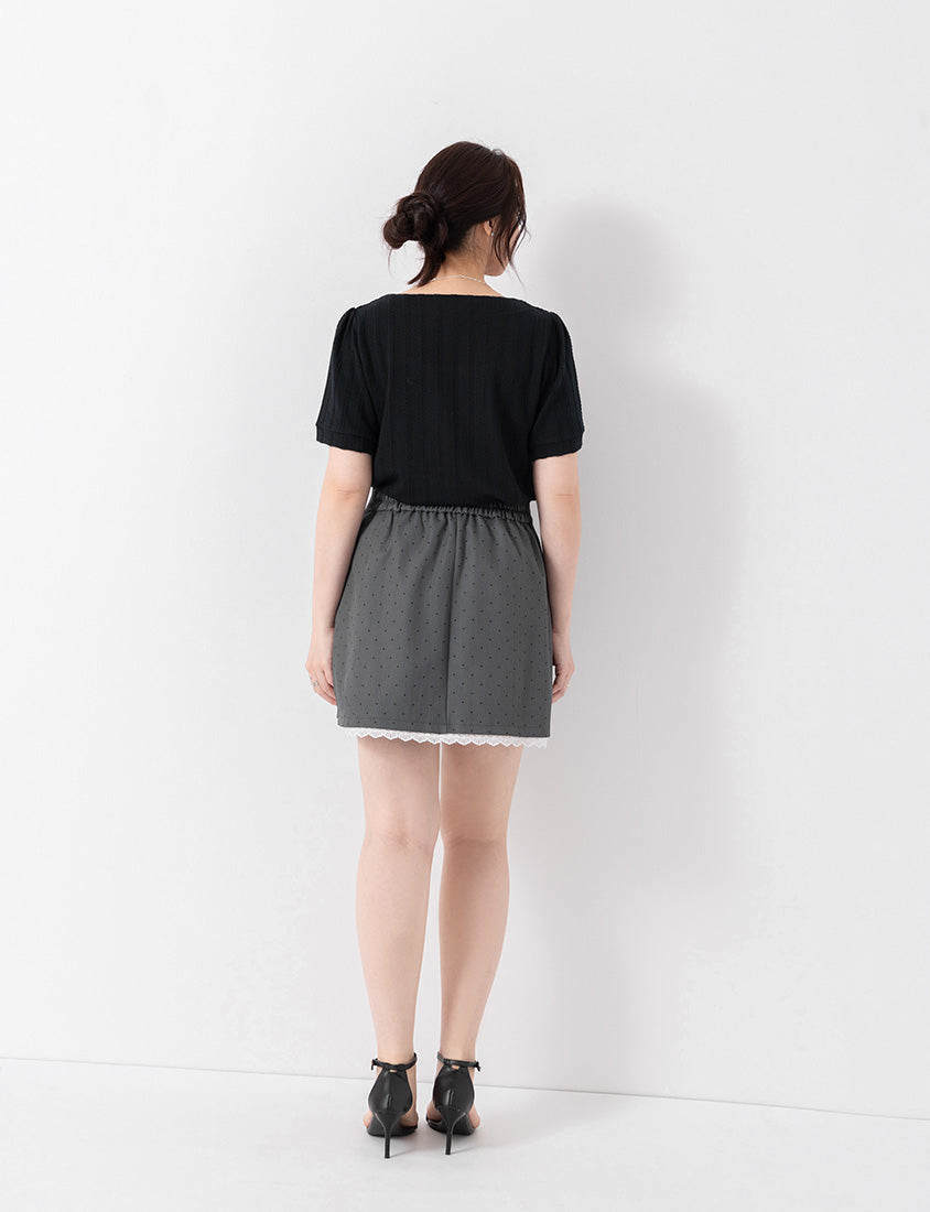 MISS. Slim Fit Square Neck Cable Knit Short Sleeve Plus Size Top
