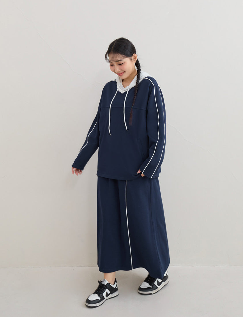 American Sporty Colorblock Oversized Long Sleeve Top (Unisex)