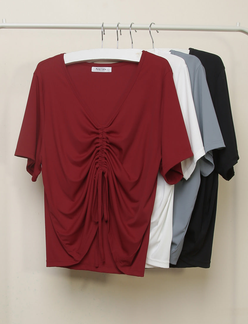 MUA! Silky Cool-Girl Ruched Plus Size Short Sleeve Top