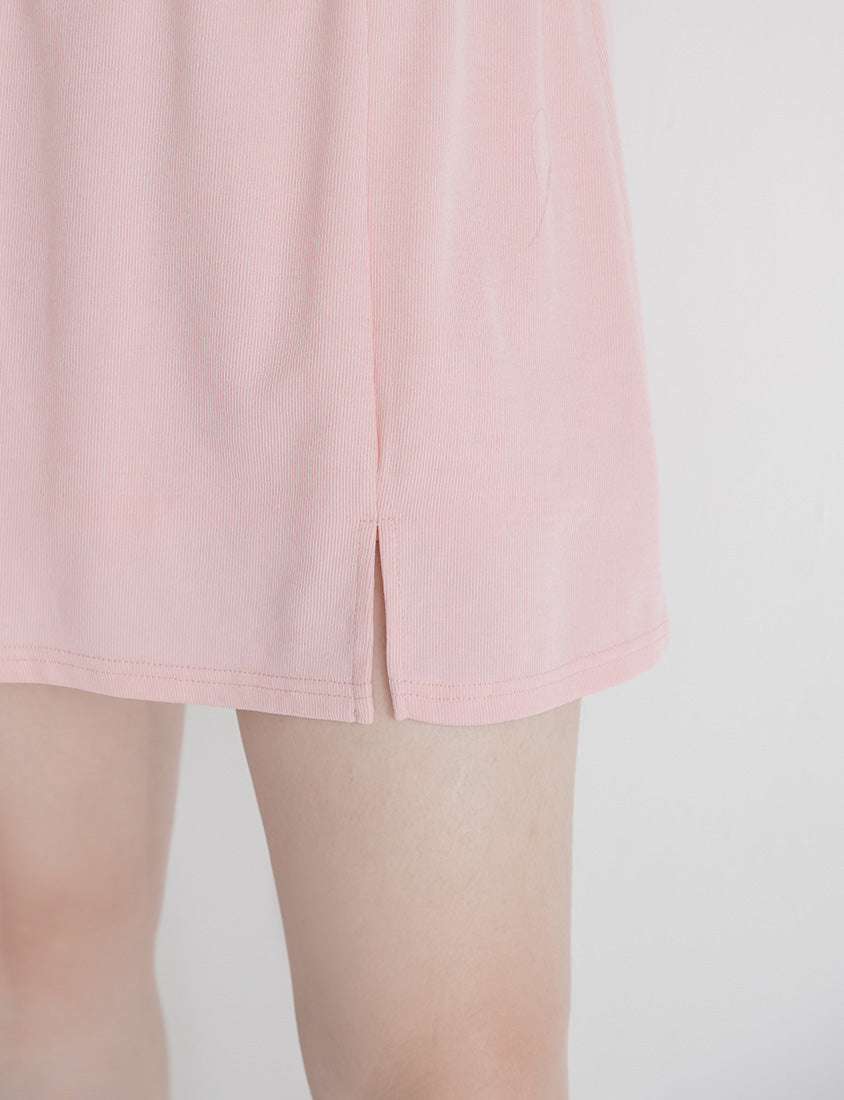 Soft Stretch Cotton Side Slit Drawstring Plus Size Mini Skirt