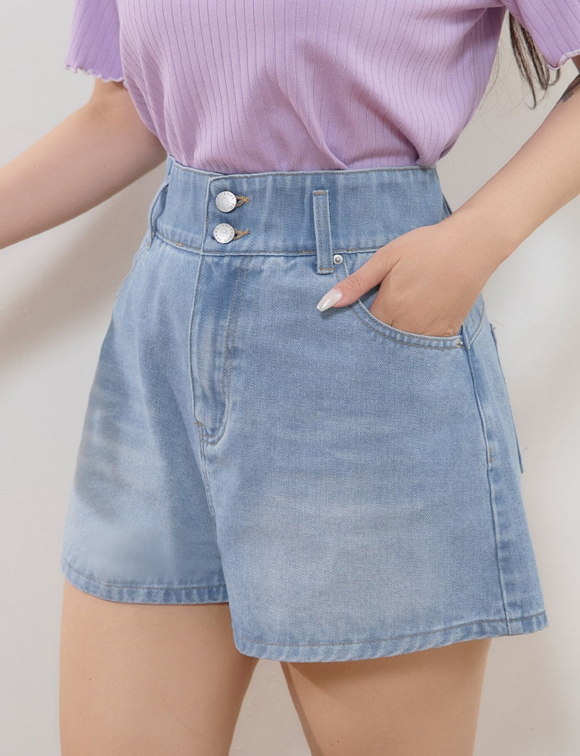 High Waist Hip-Lifting Stitch Plus Size Denim Shorts