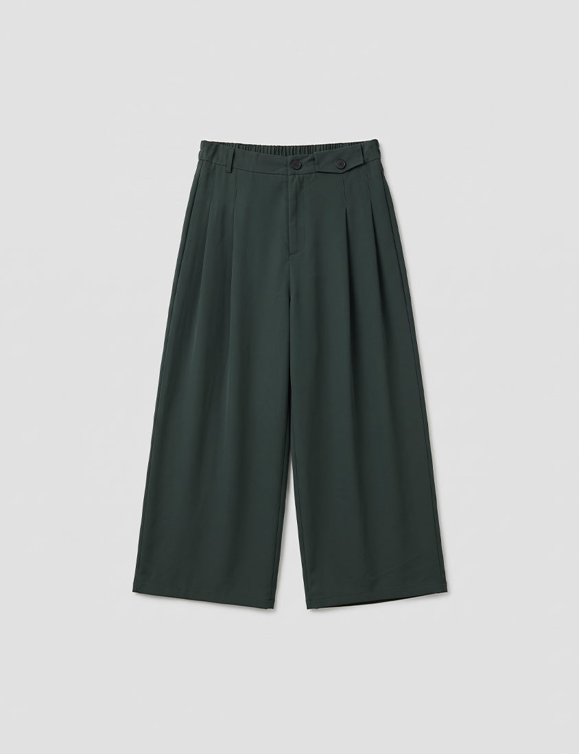 Asymmetrical Waist Pleated Chiffon Wide Leg Plus Size Pants