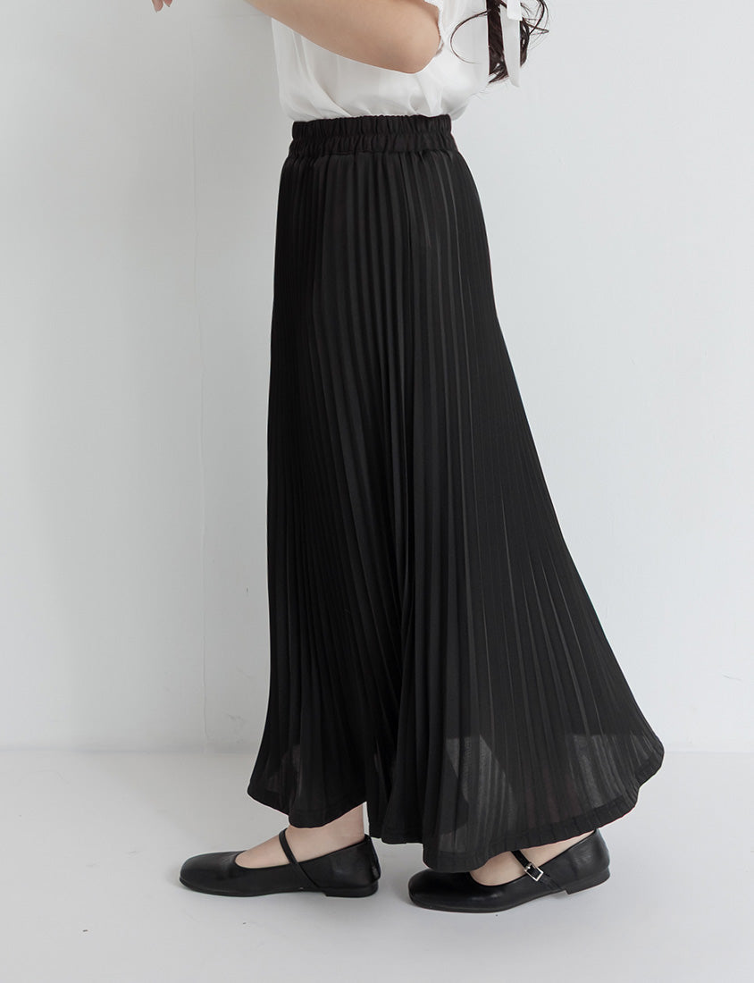 Elegant Flowy Elastic Waist Pleated Plus Size Maxi Skirt