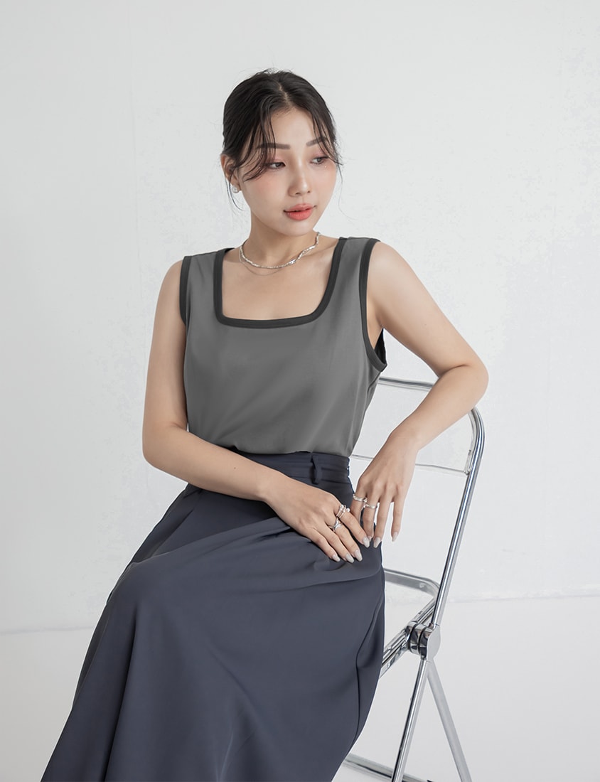 MISS. Cooling Liquid Touch Cotton Square Neck Plus Size Tank Top