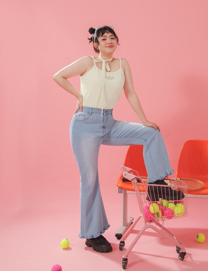 Poly Lulu x UGLY MEWS Collab Plus Size Ribbed Tank Top (With Tie Strap)