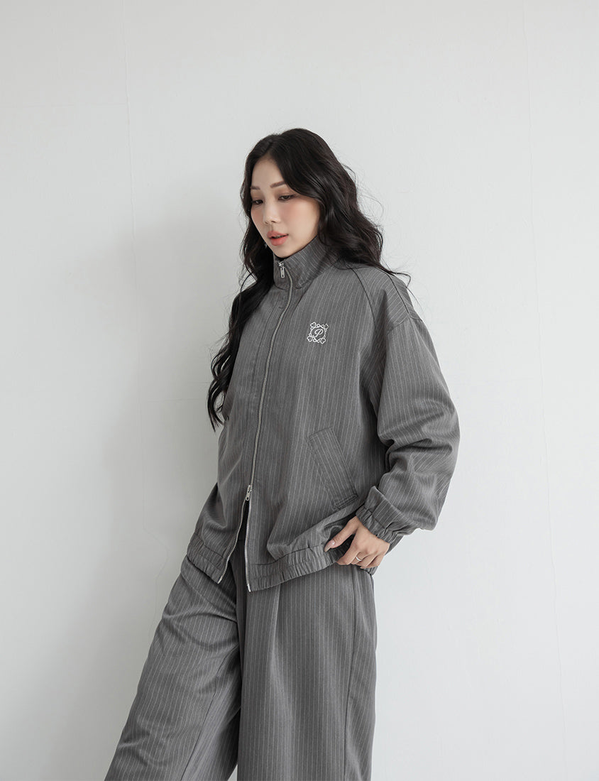 American Casual Striped Plus Size Jacket