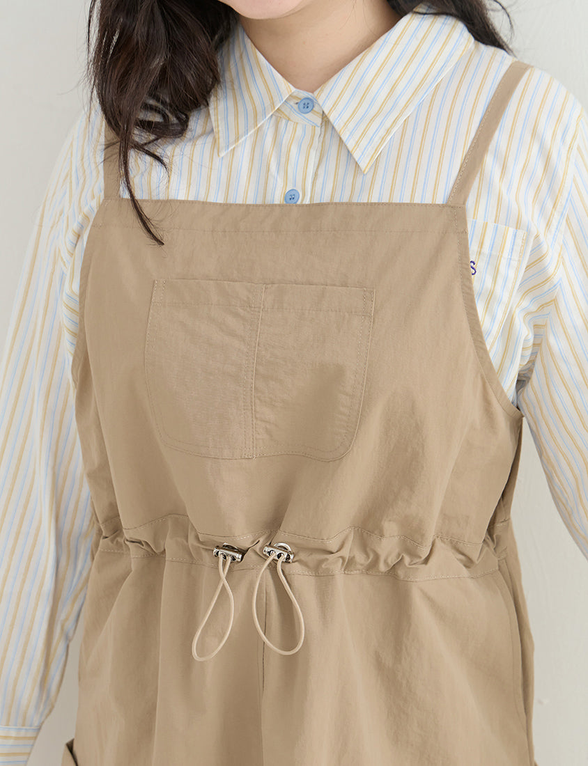 Vintage Utility Adjustable Strap Plus Size Maxi Dress